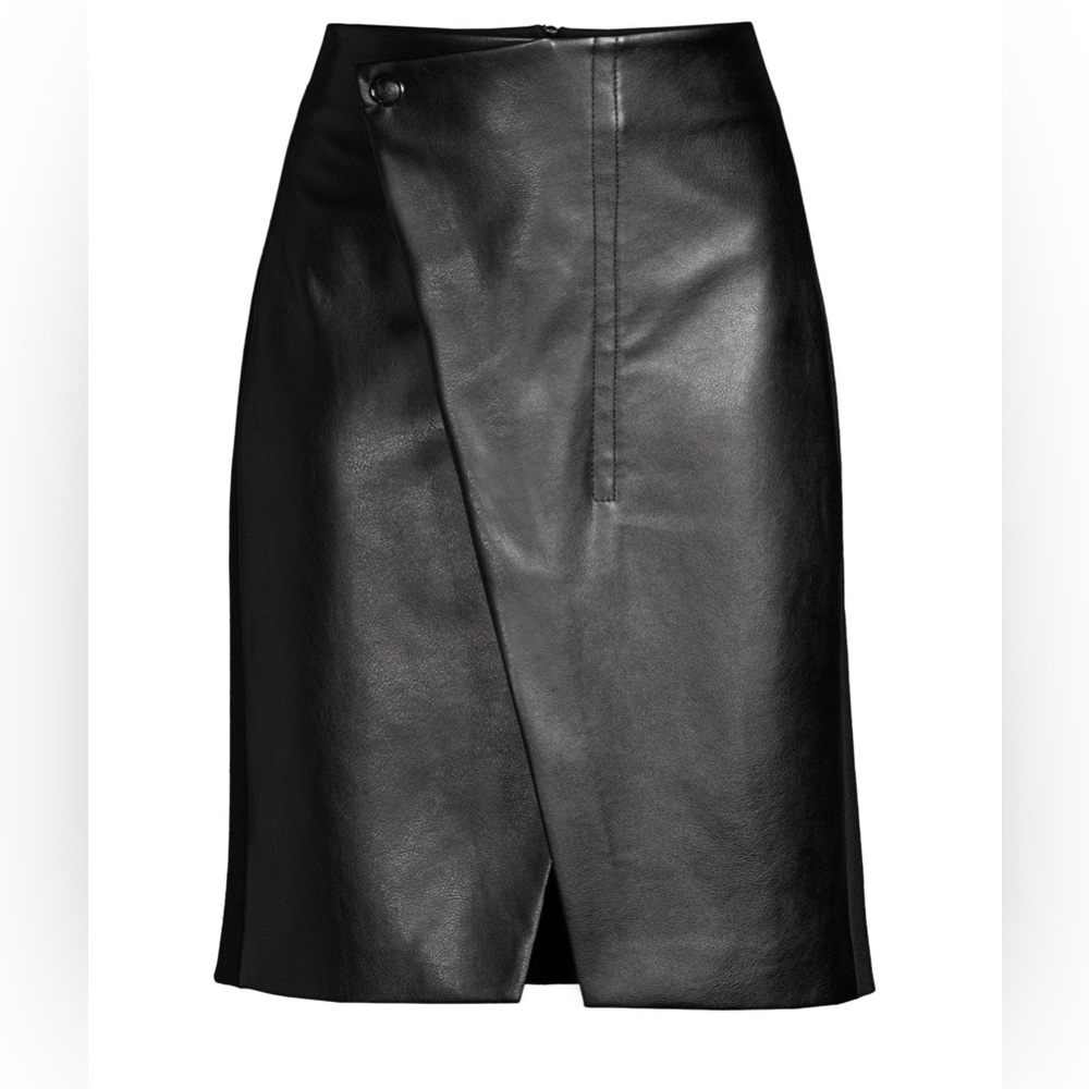 Elie Tahari Jade Faux Leather Wrap Skirt - Picture 5 of 11